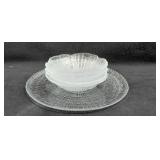 12" Glass Platter + 4 Salad Bowls