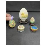 Decorative Eggs and Trinket Boxes including: