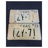 1973 Texas License Plate - TZY 71