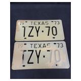 1973 Texas License Plate - TZY 70