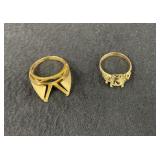 (2) Rings Missing Stones One Has 14K Marking