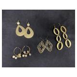 (4) Gold Fashion Earrings