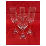 Champagne Glasses (3) Wine Glass (1)