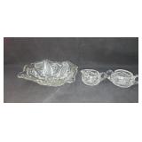 10.75"×8.75"×3" Glass Bowl + Cystal Creamer &