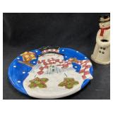 Snowman Serving Platter & Candle Holder