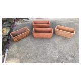 (4) Clay Rectangular Flower Pots