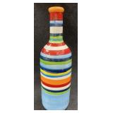 Vintage Rainbow Ceramic Bottle 10in