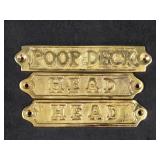 (3) Brass Nautical Themed Directional Wall Decor