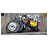 Plastic Bin Of Wheels & Tires & More