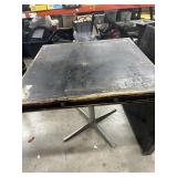 Wood Table Top+ Metal Base Attached