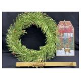 Christmas Wreath w/ Door Hanger + Sign