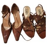 (2) Pair Size 7.5 Brown Heels