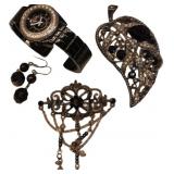Broaches, Earrings and Watch