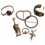 Broaches and 2 Watches