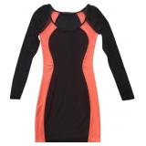 Symphony Coral/Blk Color Block Bodycon Dress