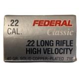 50 rounds of federal classic 22 Long rifle high