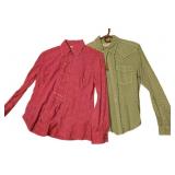 (2) Small Ryan Michael Snap Button Tops