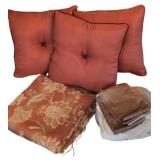 (3) Throw Pillows, Sheets and Fabric