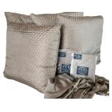 (4) Green Pillows and Matching Window Scarves