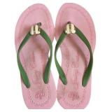 Juicy Coture Pink and Green Wedge Thong Sandals