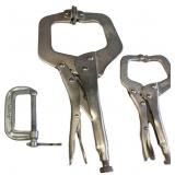(2) Locking C Clamps + Small c Clamp
