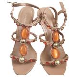 BCBGeneration Orange, Red, and Gold Jewel Sandals