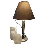 Metal Pull String Lamp and 2 Frosted Candle