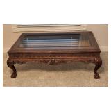 Fancy Solid Wood Coffee Table with Glass Insert