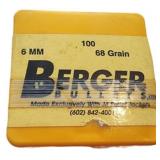 100 Berger 6mm 68 Grain Cartridges