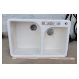 33in Enameled Iron Kitchen Sink