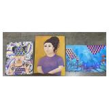 (3) Hand Painted Canvases