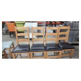 (4) Soild Wood Padded Chairs