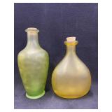 (2) Recycled Glass Decorative Decanters