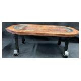 Metal Stand W/ Wooden Serving Tray