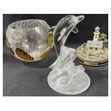 Fall Bowl, Dolphin Glass Figurine, +