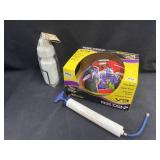 Bike Helmet, Water Bottle and Pump