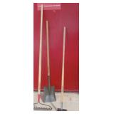 (3) Piece Light Duty Shovel, Rake & Hoe Scuffle