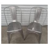 (2) Metal Cafe Clear Coated Chairs