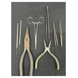 Needle Nose Pliers (2) Tweezers (2) Hemostat
