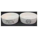 Rae Dunn Artisan Collection Meow & Fish Cat Bowls