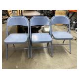 (3) Blue Metal Folding Chairs