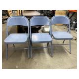 (3) Blue Metal Folding Chairs