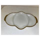 Fire King Milk Glass Relish Dish Tray 3 Section
