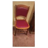 Red Leather/Wood Chair