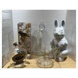 Rabbit cookie jar + Bird Vase Etc