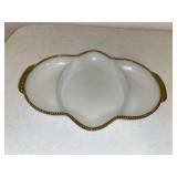 Fire King Milk Glass Relish Dish Tray 3 Section