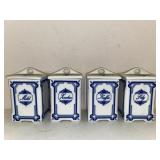(4) Spice Jars with Markings, Original Porzellan