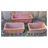 (3) Rectangle Terracotta Planters
