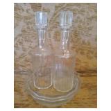 (2) Whiskey Glass Decanters W/ Glass Bowl