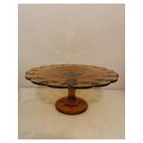 Amber Glass Pedestal Cake Stand Mid Century